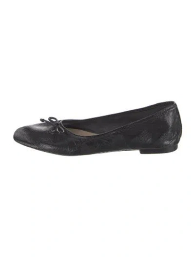 Pre-owned Schutz Leather Bow Accents Ballet Flats In Black