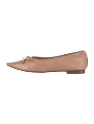 Pre-owned Schutz Leather Bow Accents Ballet Flats In Neutrals