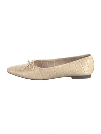 Pre-owned Schutz Leather Bow Accents Flats In Neutrals