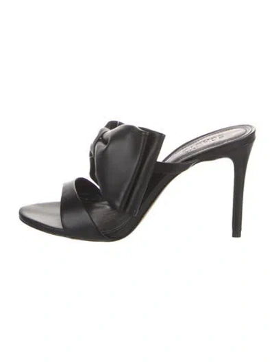 Pre-owned Schutz Leather Bow Accents Slides In Black
