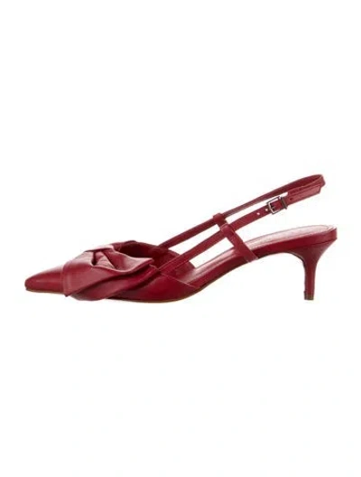 Pre-owned Schutz Leather Bow Accents Slingback Pumps In Red