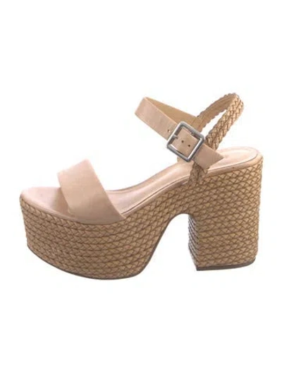 Pre-owned Schutz Leather Braided Accents Espadrilles In Neutral