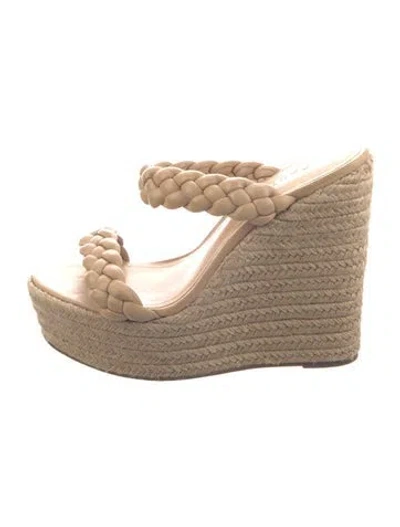 Pre-owned Schutz Leather Braided Accents Espadrilles In Neutral