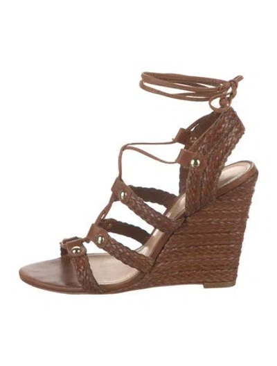 Pre-owned Schutz Leather Braided Accents Gladiator Sandals In Brown