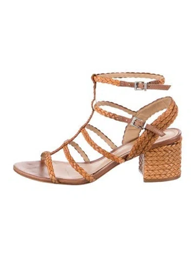 Pre-owned Schutz Leather Braided Accents Gladiator Sandals In Brown