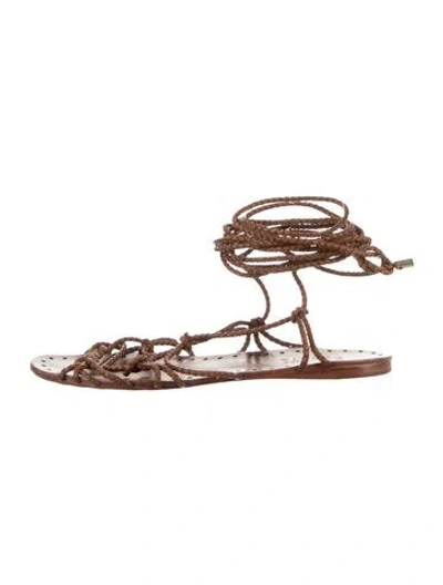 Pre-owned Schutz Leather Braided Accents Gladiator Sandals In Brown