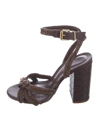 Pre-owned Schutz Leather Braided Accents Gladiator Sandals In Brown