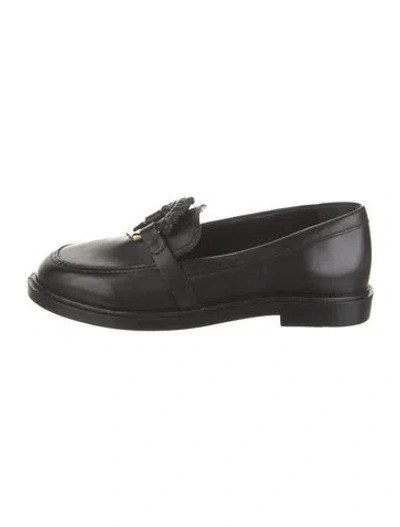 Pre-owned Schutz Leather Braided Accents Loafers In Black