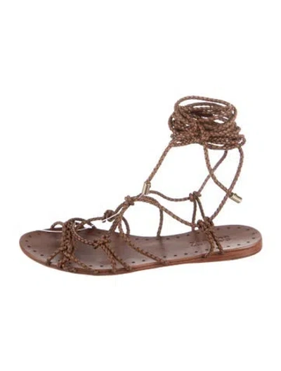 Pre-owned Schutz Leather Braided Accents Sandals In Brown