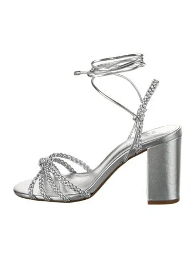 Pre-owned Schutz Leather Braided Accents Sandals In Silver