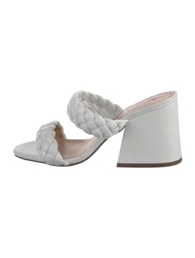 Pre-owned Schutz Leather Braided Accents Slides In White