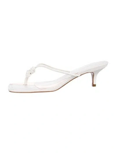 Pre-owned Schutz Leather Braided Accents Slides In White