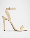 Schutz Leather Buckle Ankle-strap Sandals In Natural Nibs