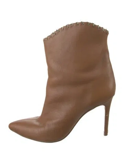 Pre-owned Schutz Leather Chain-link Accents Boots In Brown