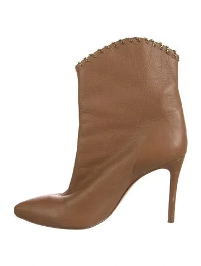 Pre-owned Schutz Leather Chain-link Accents Boots In Brown