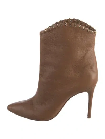 Pre-owned Schutz Leather Chain-link Accents Boots In Brown