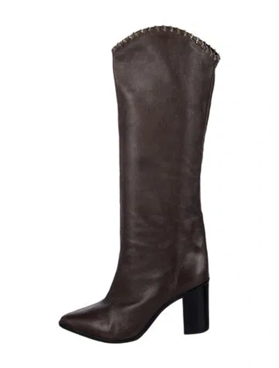 Pre-owned Schutz Leather Chain-link Accents Boots In Brown