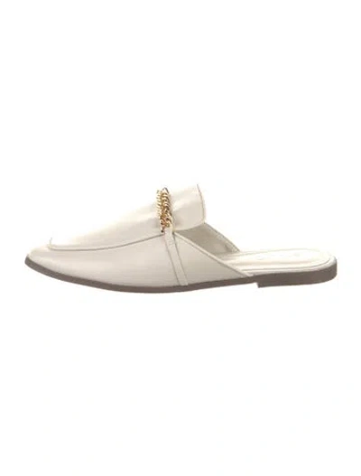 Pre-owned Schutz Leather Chain-link Accents Mules In Neutral