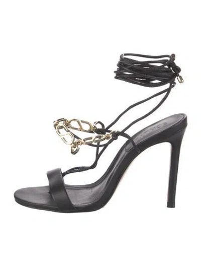 Pre-owned Schutz Leather Chain-link Accents Sandals In Black