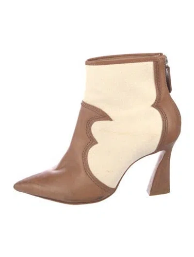 Pre-owned Schutz Leather Colorblock Pattern Boots In Brown