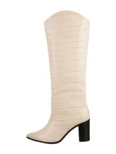 Pre-owned Schutz Leather Colorblock Pattern Boots In Neutral