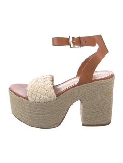 Pre-owned Schutz Leather Colorblock Pattern Espadrilles In Neutral