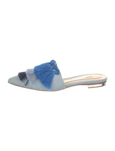 Pre-owned Schutz Leather Colorblock Pattern Mules In Blue