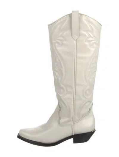 Pre-owned Schutz Leather Colorblock Pattern Riding Boots In Neutral