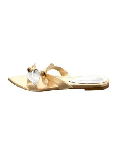 Pre-owned Schutz Leather Colorblock Pattern Slides In Gold