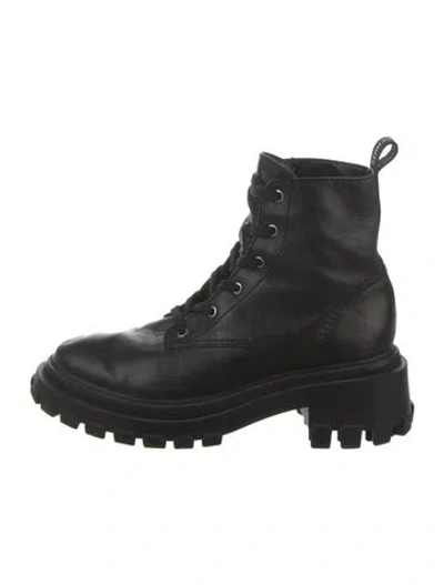 Pre-owned Schutz Leather Combat Boots In Black