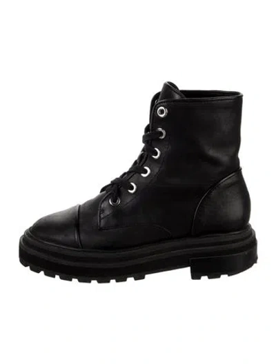 Pre-owned Schutz Leather Combat Boots In Black