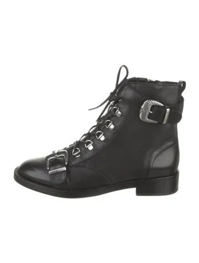 Pre-owned Schutz Leather Combat Boots In Black