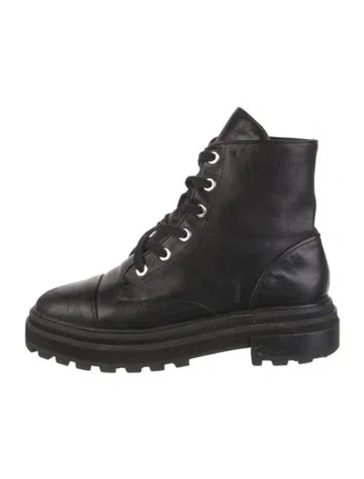 Pre-owned Schutz Leather Combat Boots In Black