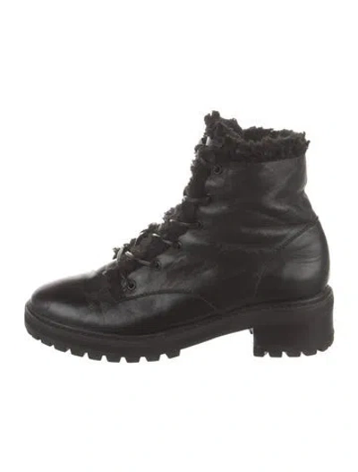 Pre-owned Schutz Leather Combat Boots In Black