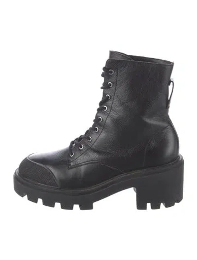 Pre-owned Schutz Leather Combat Boots In Black