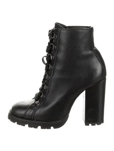 Pre-owned Schutz Leather Combat Boots In Black