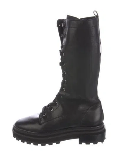 Pre-owned Schutz Leather Combat Boots In Black
