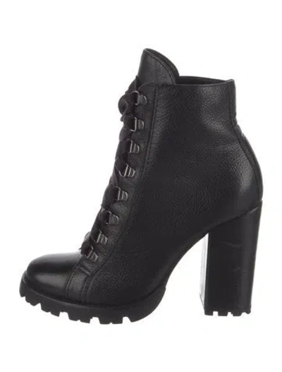 Pre-owned Schutz Leather Combat Boots In Black