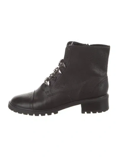 Pre-owned Schutz Leather Combat Boots In Black