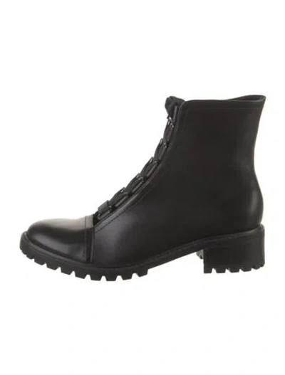 Pre-owned Schutz Leather Combat Boots In Black