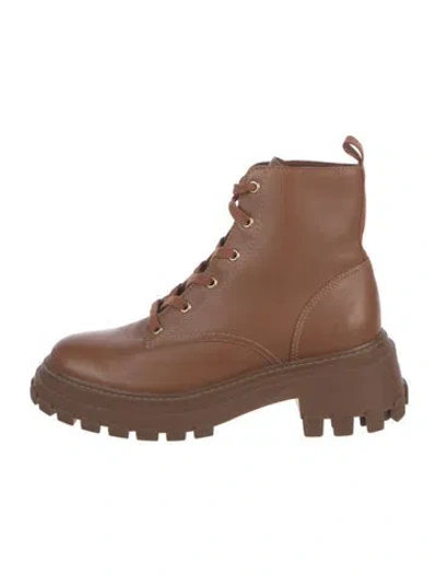 Pre-owned Schutz Leather Combat Boots In Brown