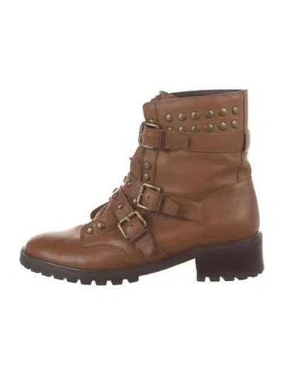 Pre-owned Schutz Leather Combat Boots In Brown