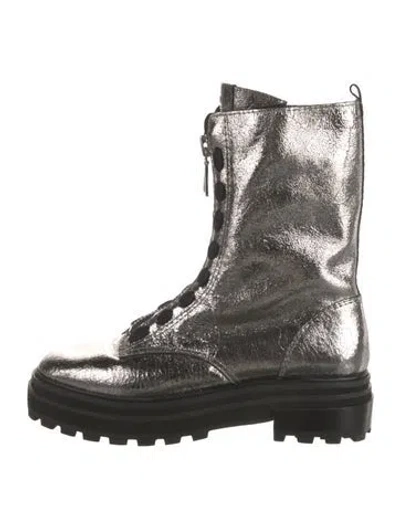 Pre-owned Schutz Leather Combat Boots In Gray