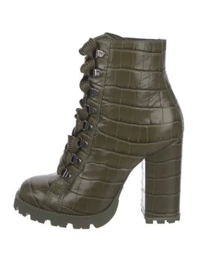 Pre-owned Schutz Leather Combat Boots In Gray