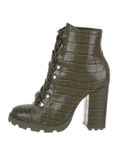 Pre-owned Schutz Leather Combat Boots In Green