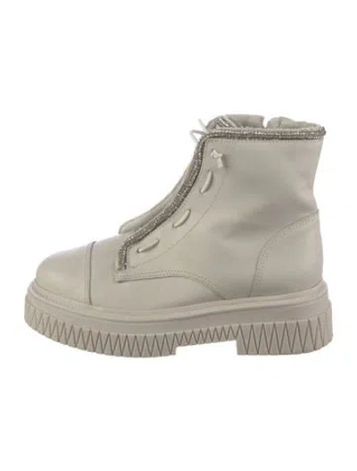 Pre-owned Schutz Leather Combat Boots In Neutrals