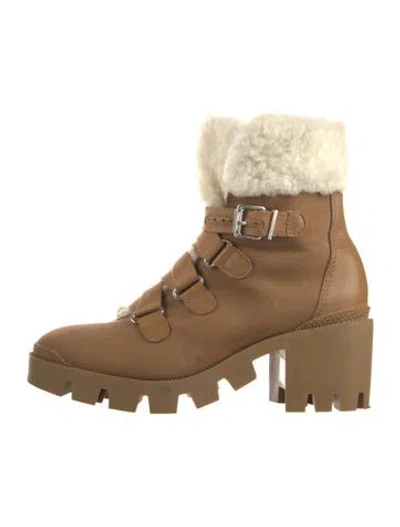 Pre-owned Schutz Leather Combat Boots In White