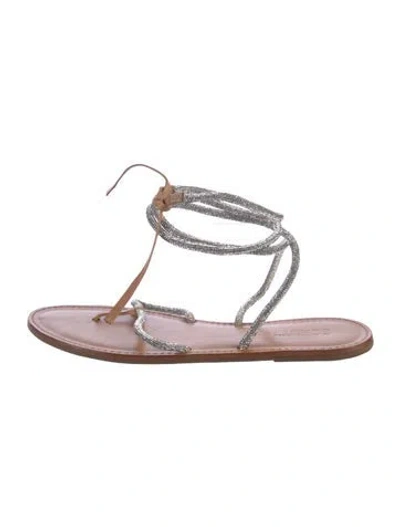 Pre-owned Schutz Leather Crystal Embellishments Gladiator Sandals