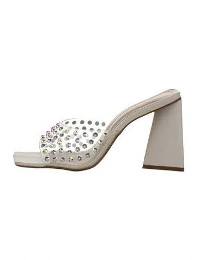 Pre-owned Schutz Leather Crystal Embellishments Mules