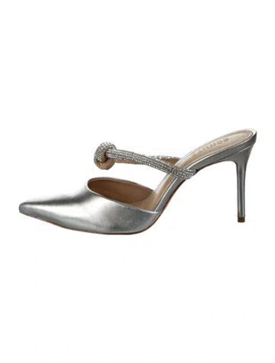 Pre-owned Schutz Leather Crystal Embellishments Mules